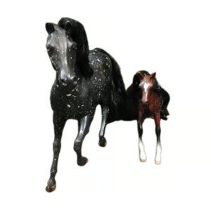 Palmino and Starry Night Brown Black Horses Plastic Play Animal Toys Lot of 2